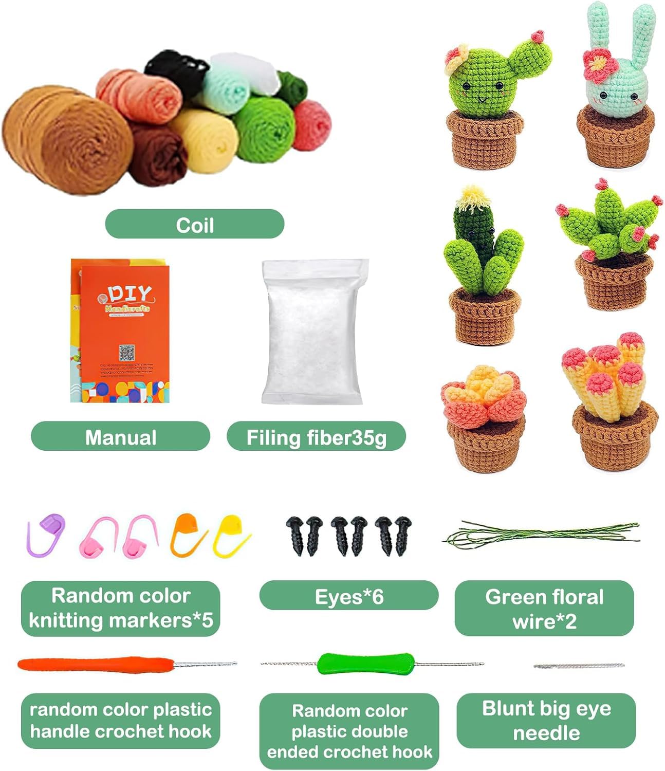 QLECT Crochet Kit for Beginners - DIY Crochet Flower Kit for Adults & Kids - Create Sunflower, Hair Accessories & More - Perfect Crochet Kit for Beginners, Woobles, and Flower Making