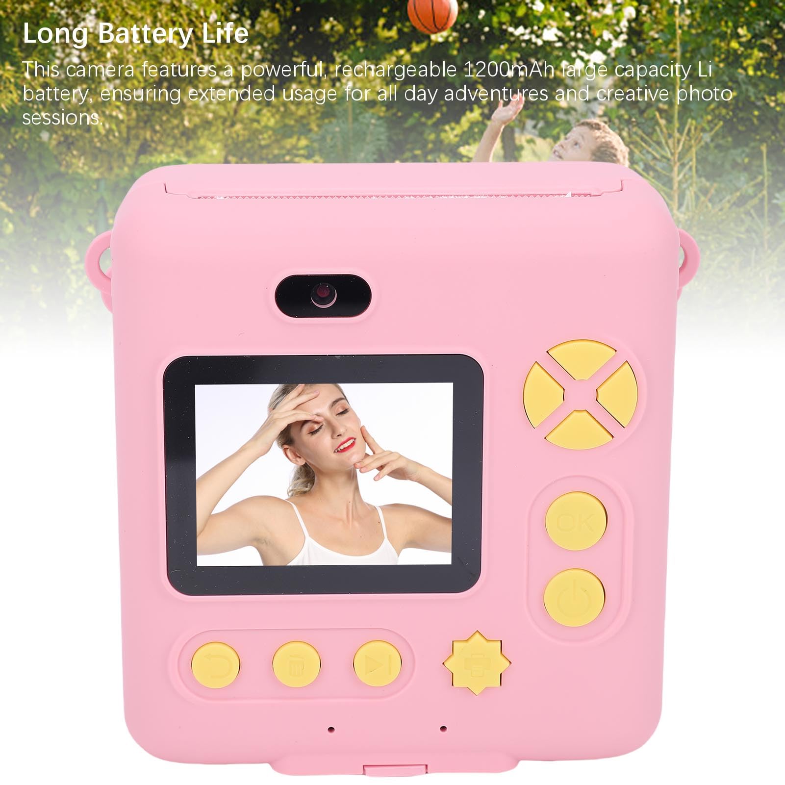 RiToEasysports Cámara de Impresión Instantánea para Niños, Cámara para Niños de Selfie Doble de Lente Doble HD 1080p con Papel Impreso para Juego Al Aire
