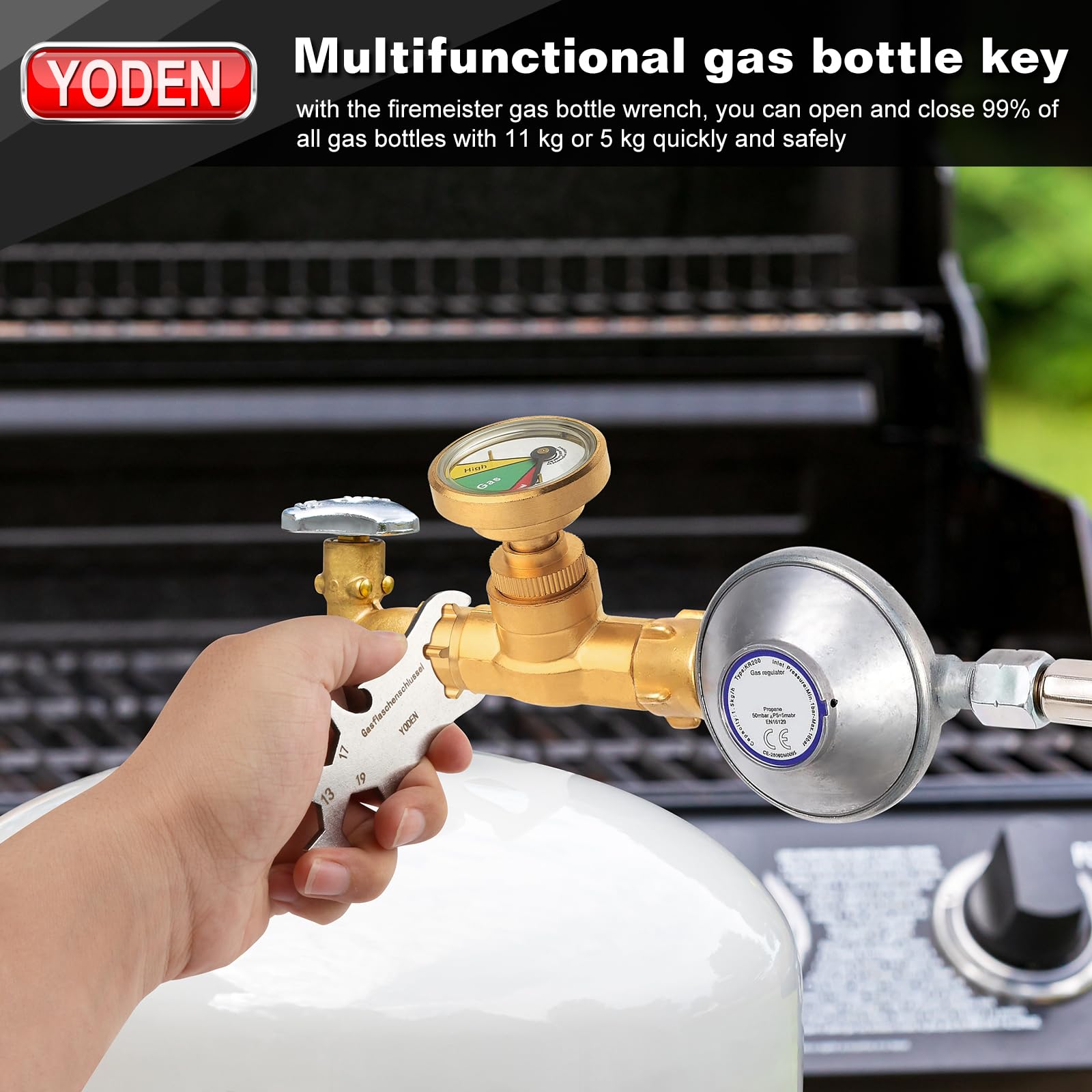 Clé Bouteille Gaz Inox Multifonction Avec Décapsuleur - Outil Camping Barbecue Universel HENGBIRD
