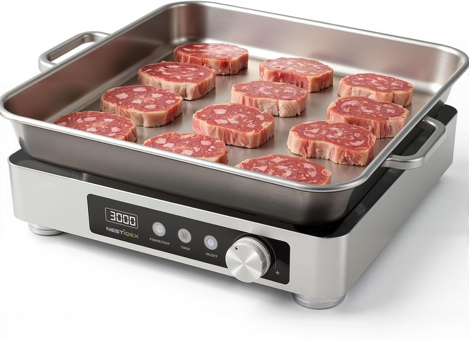 Commercial Induction Cooktop 3000W,Large Coil Induction Heavy Duty Burner for Steak,High Power Countertop Induction Range for Heavy Cookware,Stable Hot Plate for Searing,Restaurant,Catering,24hr Timer