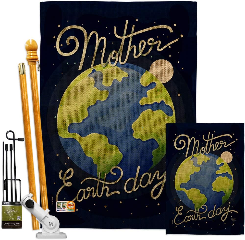 Earth Day House Flag Sweet Life Peace Support Environmental Protection Small Decorative Gift Yard Banner Made In USA 28 X 40