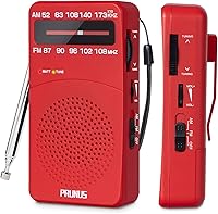 Vista 8 de PRUNUS J-166 - Radio portátil AM FM, Regalos para papá y mamá, Radio a batería con luz de sintonización, clip trasero, excelente recepción, Radios
