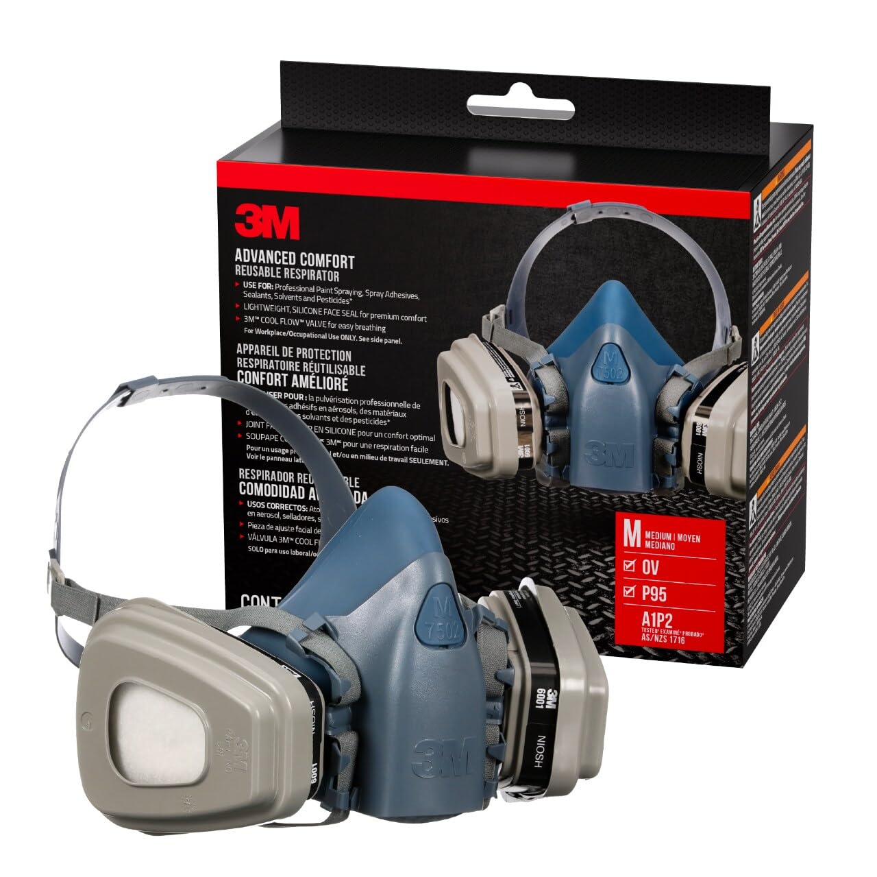 3M OV/P95 Advanced Comfort Reusable Respirator 7512P1-DC