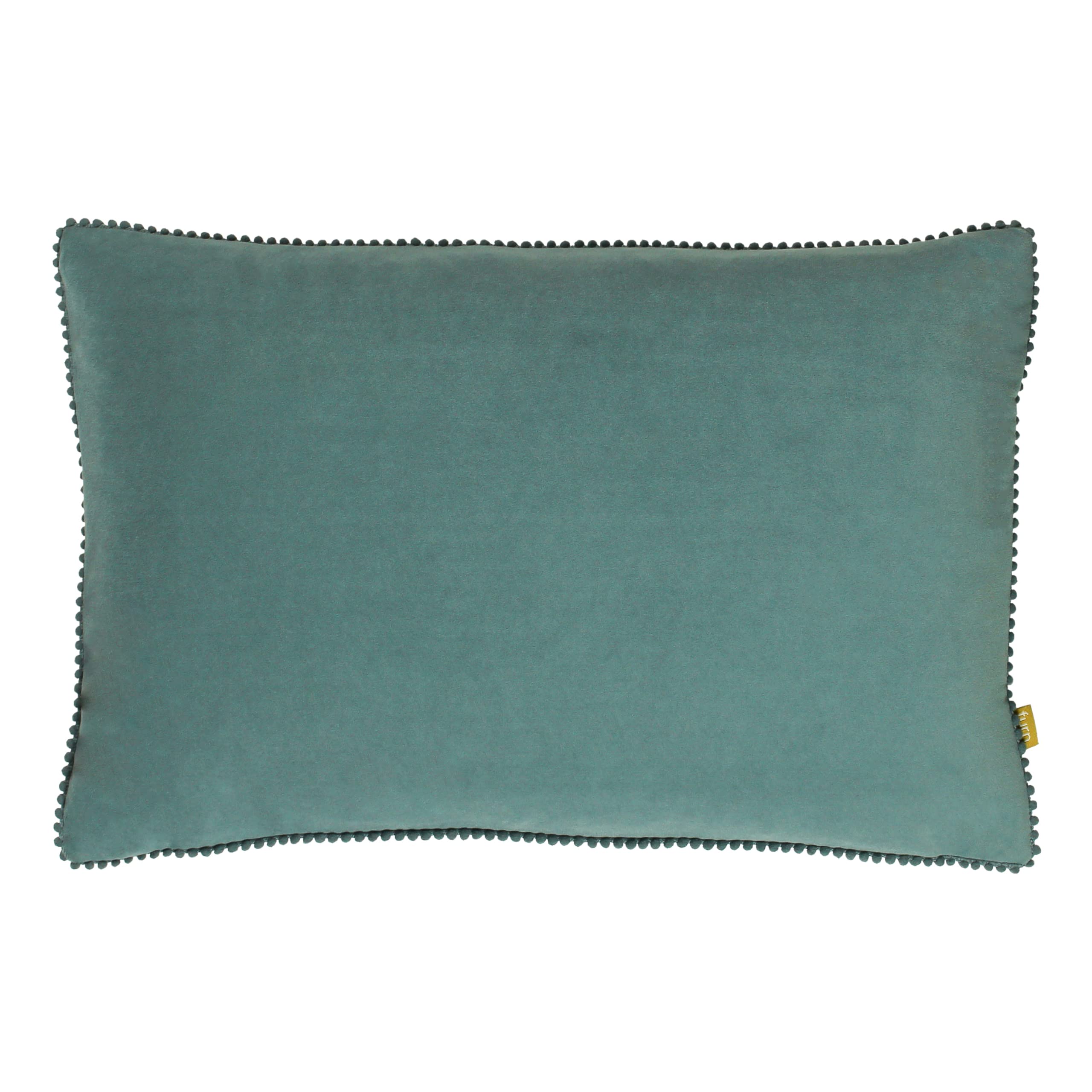 Furn Blue Cosmo Soft Velvet Pom Pom Trimmed Cushion In | Size: 30Cm X 50Cm