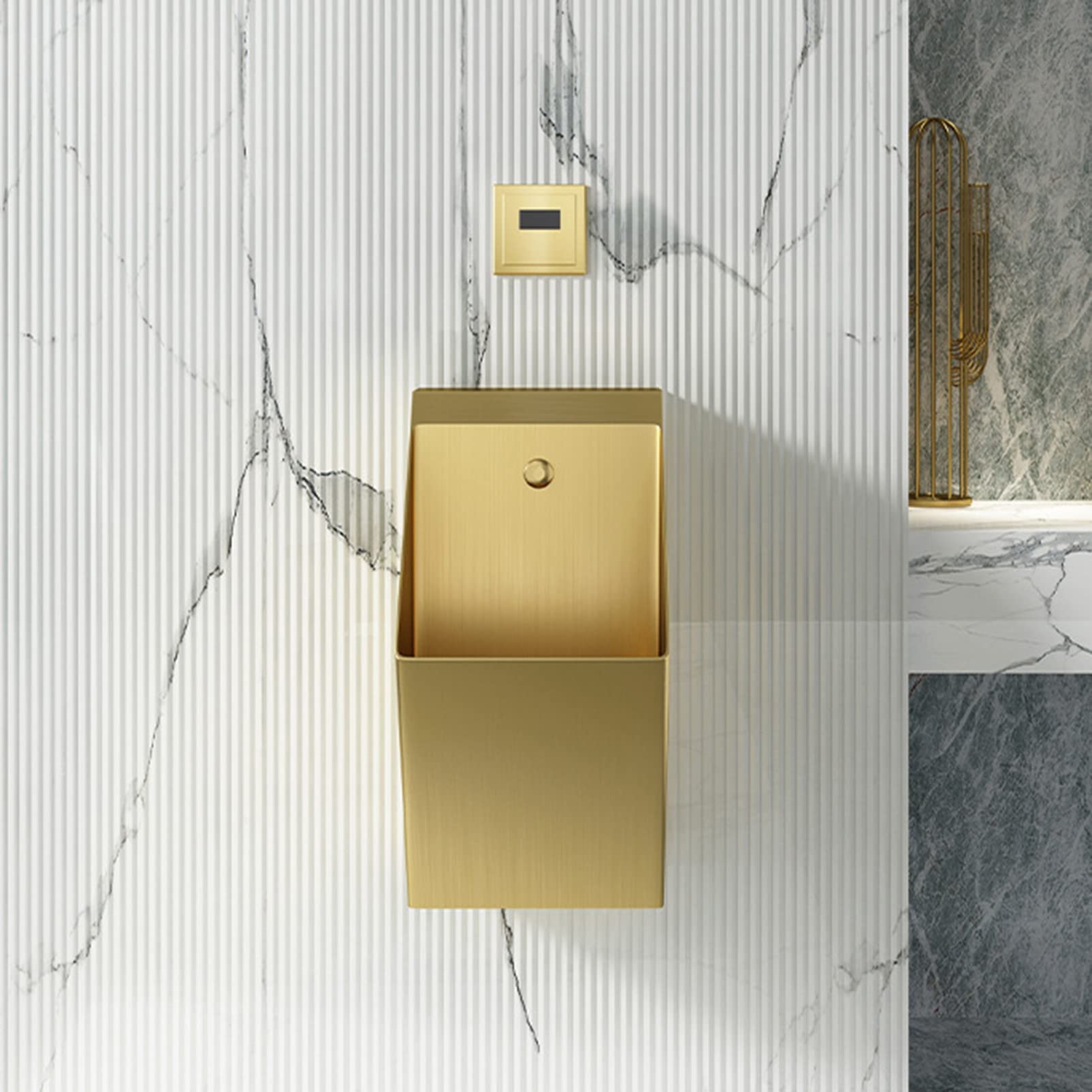 OTQEFTN 304 Stainless Steel Automatic Sensor Urinal,Household Men's Standing Small Urinal,Urinal with Smart Sensor for Automatic and Efficient Flushing