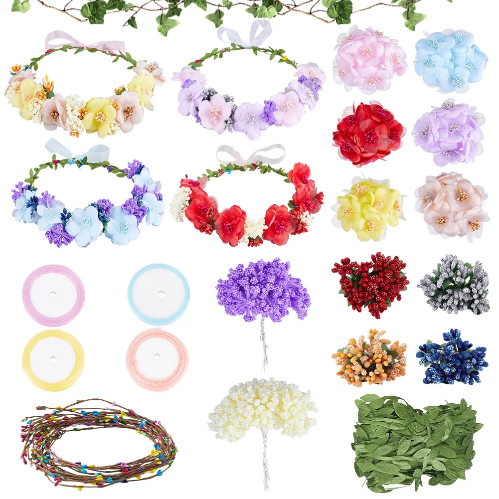 Couronnes de fleurs INFUNLY : lot de 20 cercles floraux pour coiffures de mariage