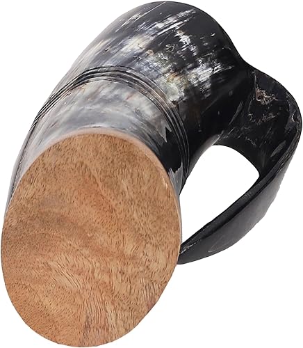 Miniatura 5 de Taza de cerveza con cuerno para hombre, tazas de cuerno de cerveza para regalo de Navidad (L - 16 oz, liso  pulido)