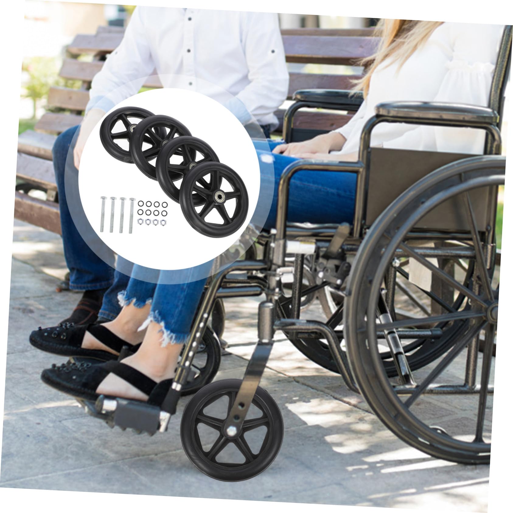 Mikikit Rueda Delantera para Silla de Ruedas Material Abs y Acero de Repuesto Ligeras y Resistentes para Uso Interior y Exterior