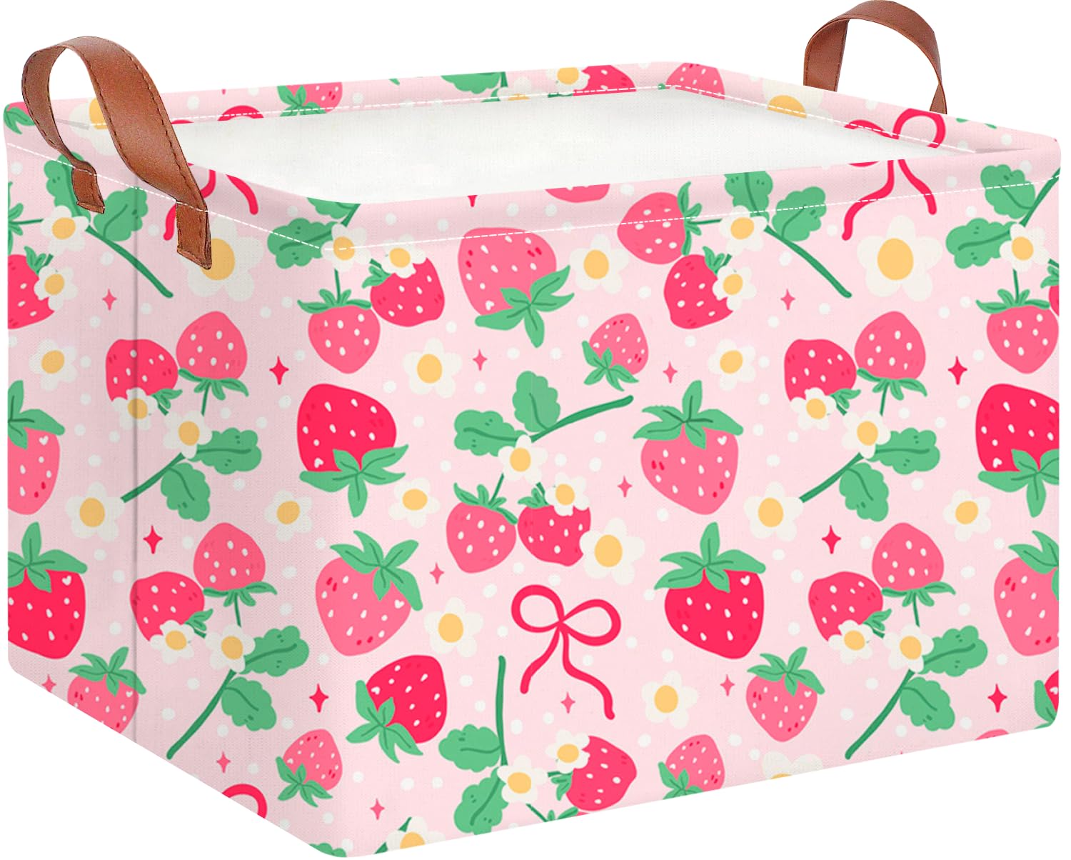 CLOCOR Rectangular Storage Bin,Waterproof Book Box,Gift Basket(Strawberry)