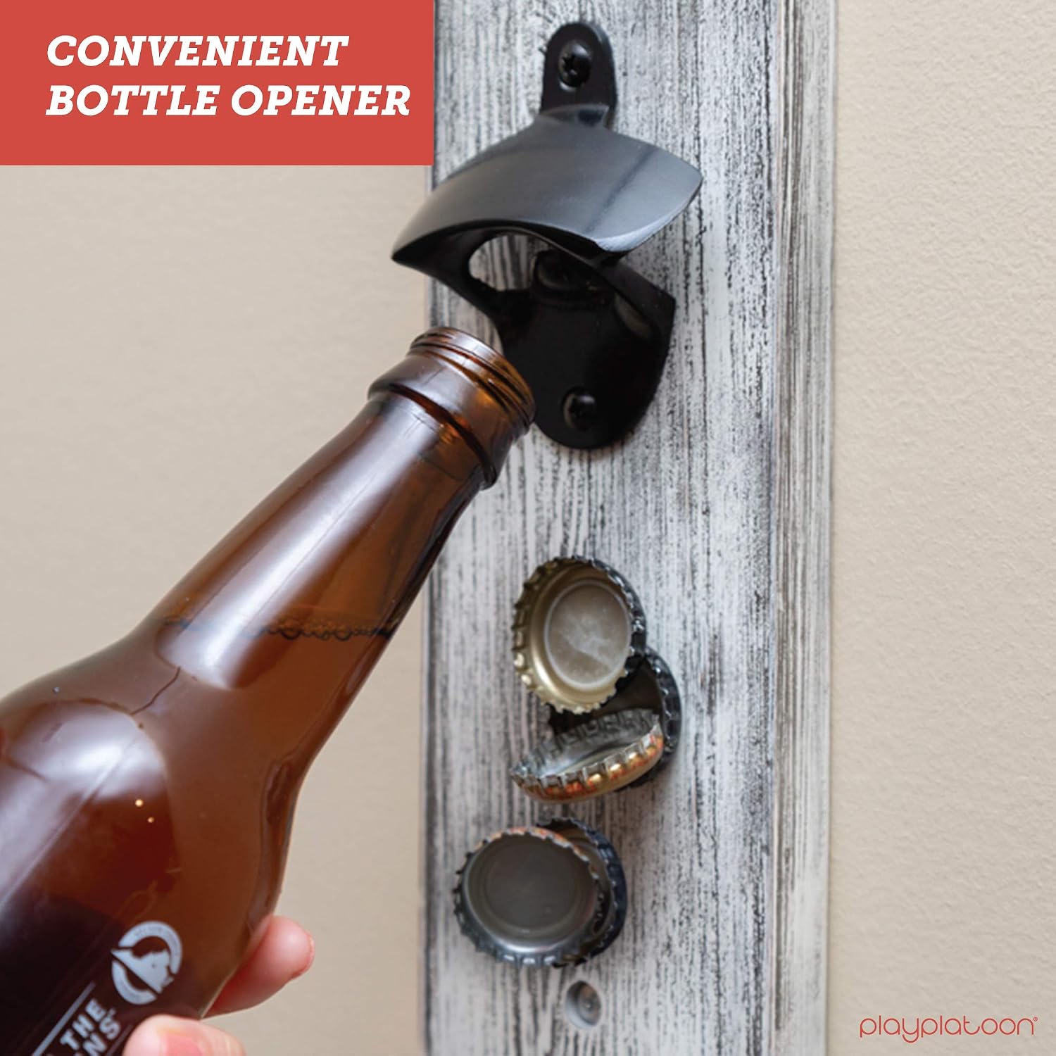 Play Platoon Hook and Ring Game with Bottle Opener and Magnetic Cap Catch - Ring Toss Game for Adults
