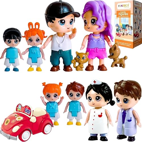 FUNERICA Conjunto de figuras de personas para casa de muñecas - Figuras de familia pequeñas para jugar Figuras de casa de muñecas Accesorios de