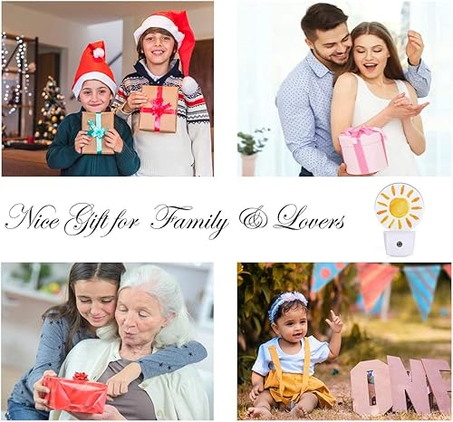 Miniatura 6 de EKOBLA Luz nocturna de sol grande en acuarela, luz de sol brillante, luces nocturnas enchufables a la pared para niños y niñas, lámpara LED para