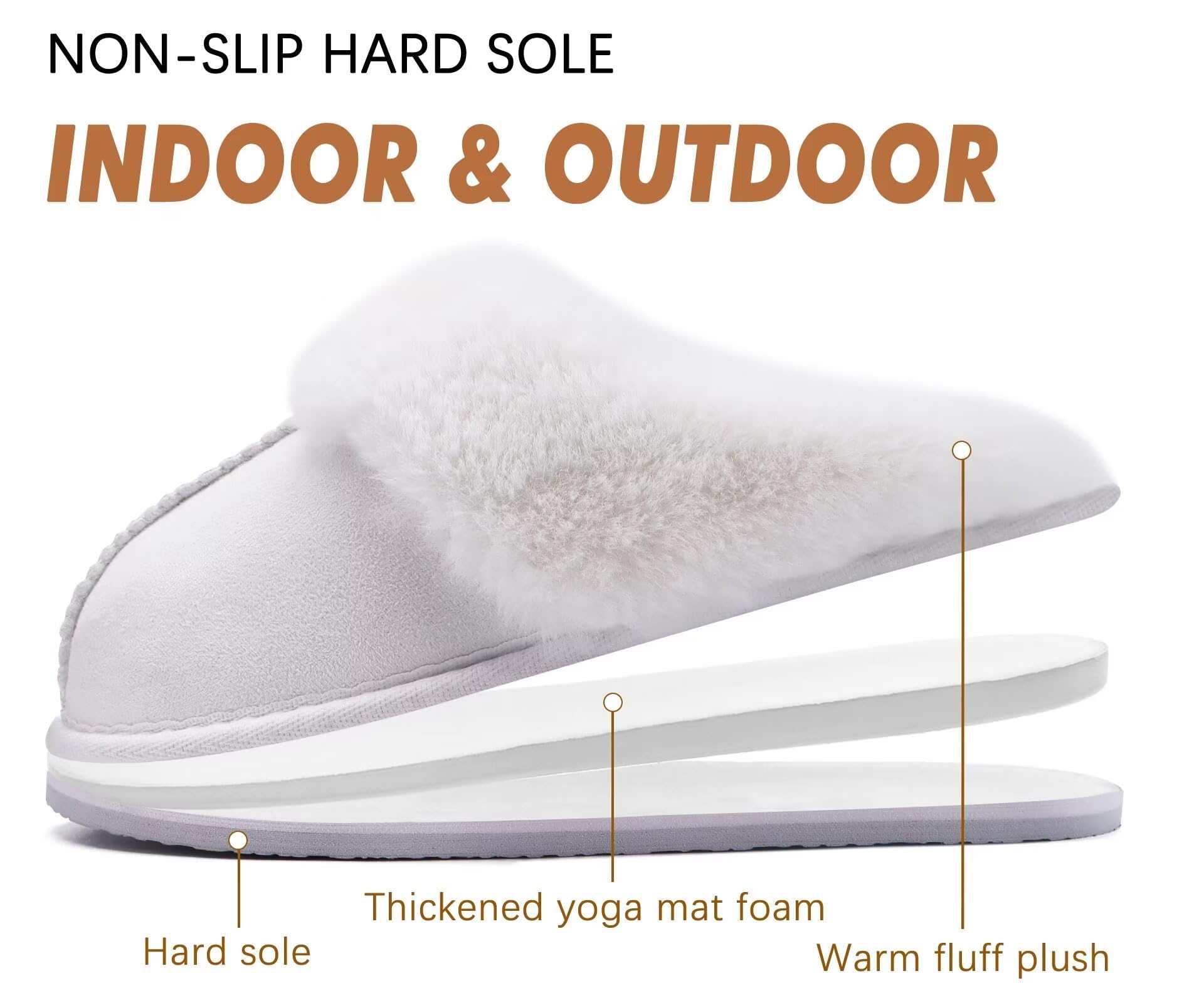 KuaiLu Pantofole Donna Invernali Pelose Pelle Chiuse Ciabatte Casa Calde Peluche Pelo Foderata Babbucce Comode Memory Foam Slippers Antiscivolo Suola Scarpe