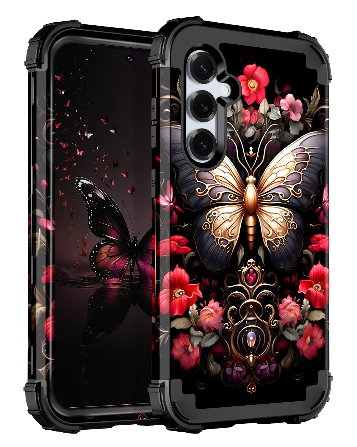 Casetego for Galaxy S25 5G Case,Glow in The Dark Three Layer Heavy Duty Sturdy Shockproof Full Protection Rugged Hard PC+Soft TPU Bumper Case for