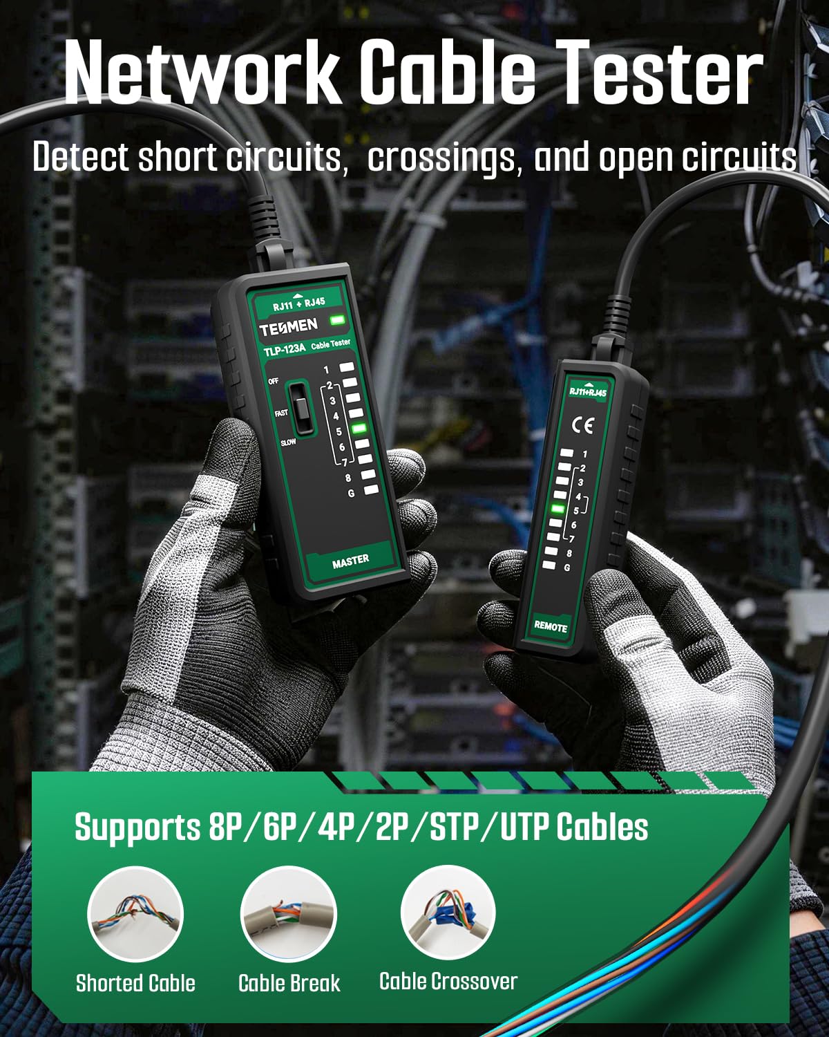 TESMEN Cable Tester - RJ11 RJ45 Ethernet Tester -2
