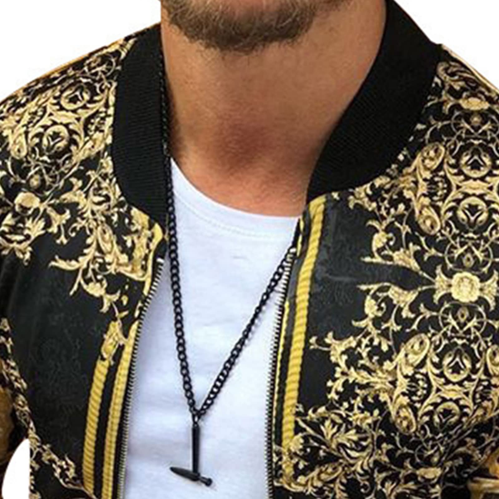 Jaqueta masculina de outono com zíper casual estampa de leopardo