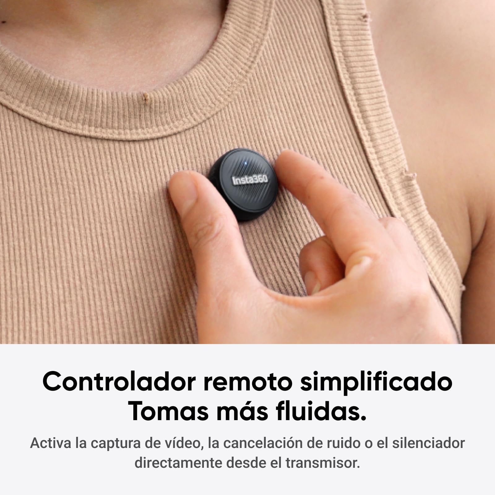 Insta360 Mic Air (1 TX + 1 RX), cancelación de Ruido, 300 m de Alcance, micrófono inalámbrico por USB-C para iPhone/Android/PC/Mac, vlog, Streaming