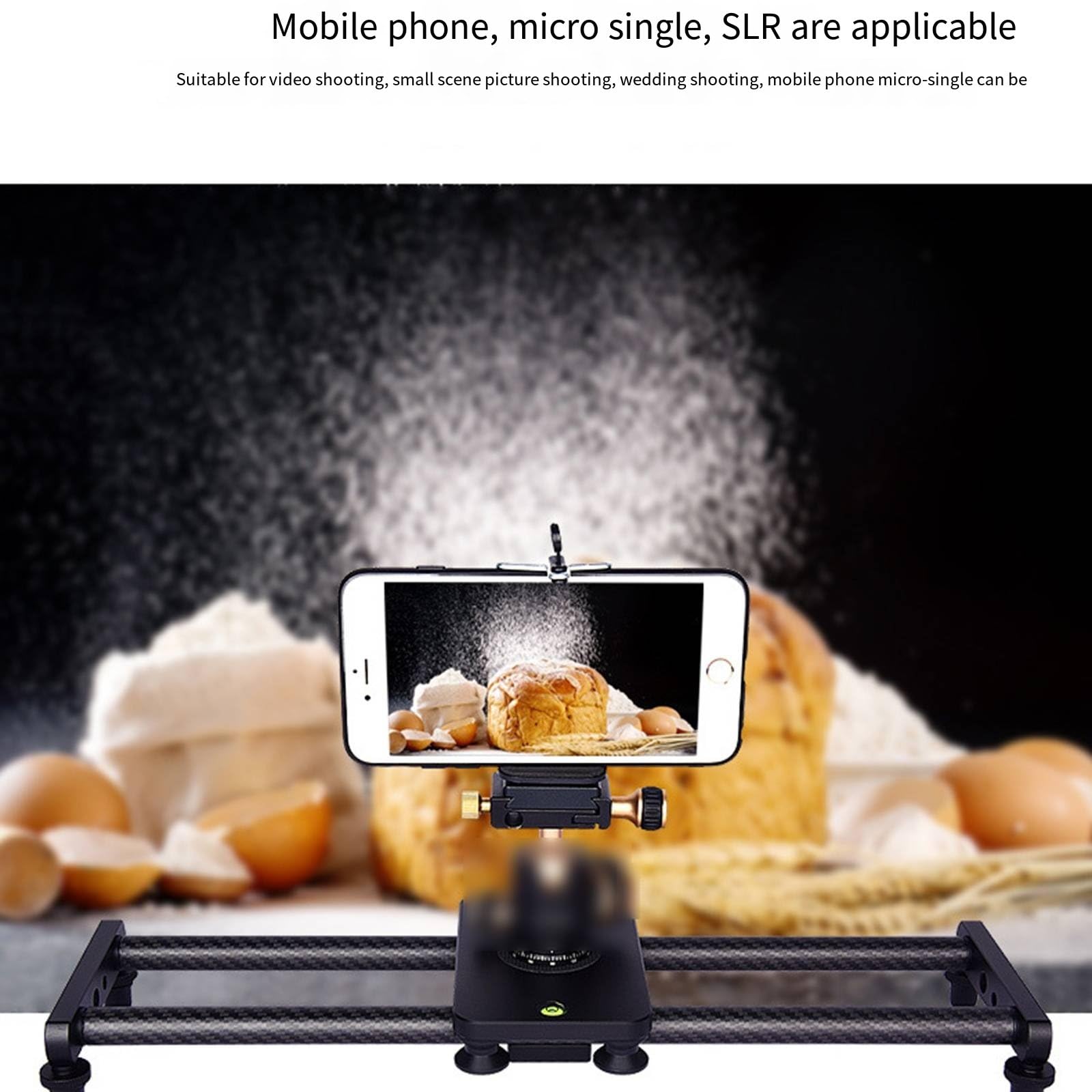 Rail coulissant pour appareil photo de 40 cm, rail d'amortissement portable en fibre de carbone, compact et portable, plate-forme de transport à vis double couche