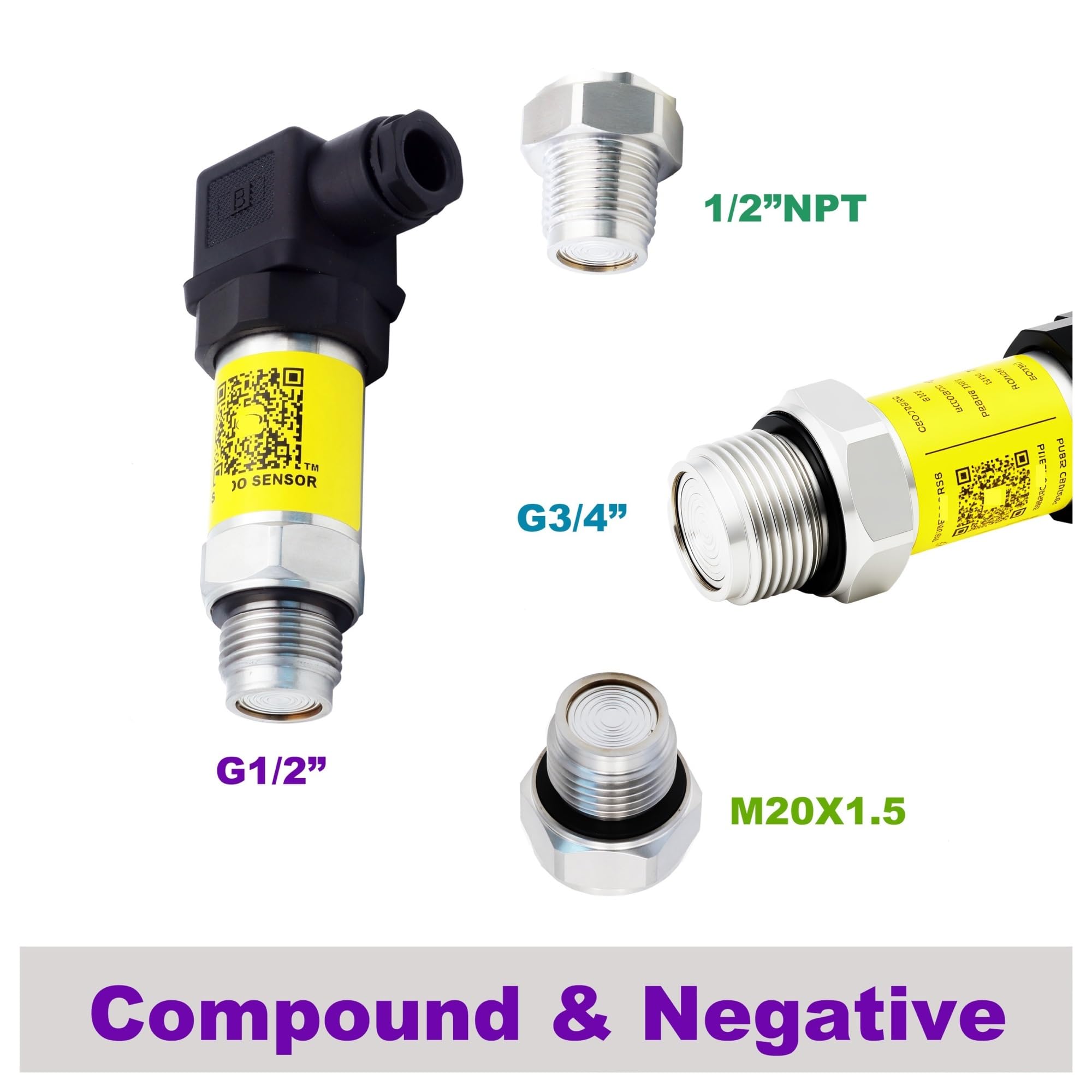 Transmisor de presión rasante G 3/4 1/2"NPT G1/2" | 4-20mA -1 a 24 15 bar 9 5 3bar 0,6bar negativo -0,1 a 0bar -0,2 a 0,2bar(1 2NPT,-0.5 to 0.5 bar)