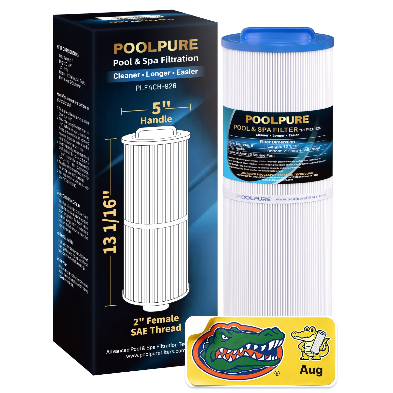 POOLPURE Filtre de Spa 4CH-926 remplace PWW25L, Unicel 4CH-926, Waterway Teleweir 25, Cartouche de Filtre pour Jacuzzi 25 m² | Compatible avec Unicel 4CH-926, Waterway Teleweir 25, cartouche de filtre de jacuzzi de 25 m².