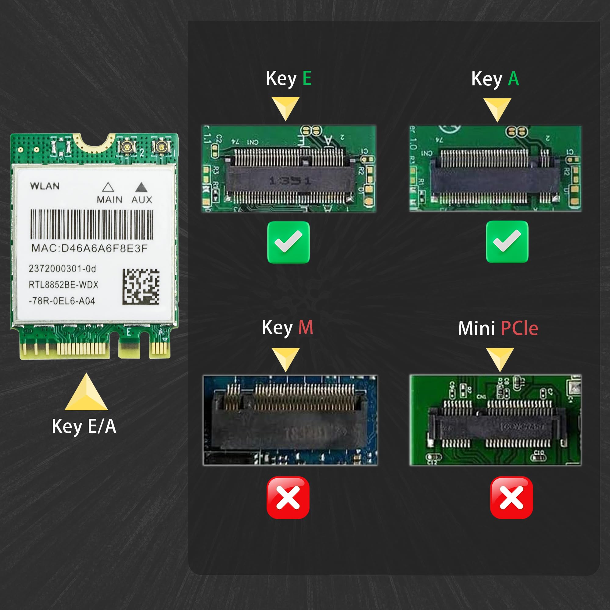 Mini Carte Sans Fil PCIE Mini Carte Réseau PCIE Wifi6 3000Mbps Carte