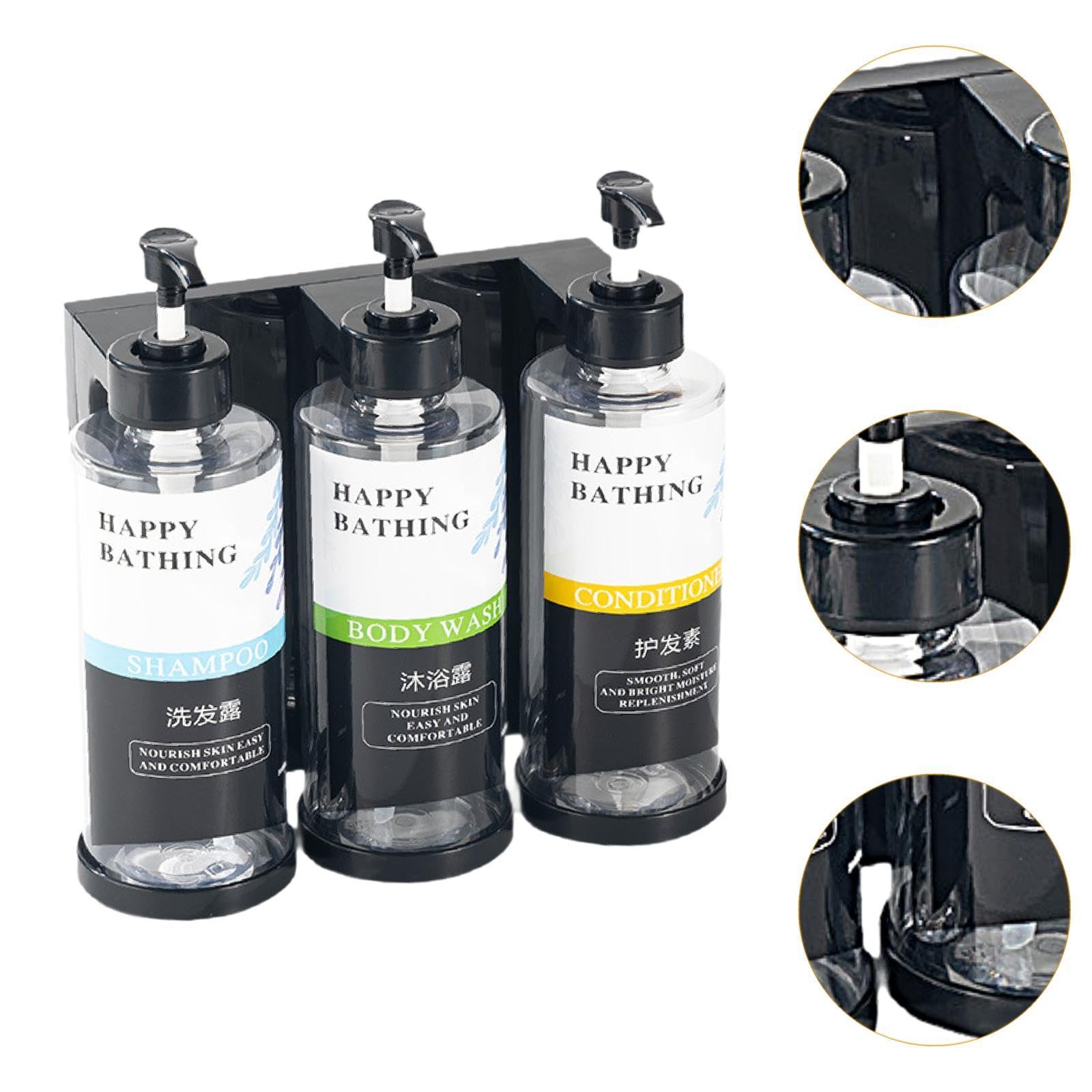 Dispensador de Jabón Líquido para Ducha con Botella Recargable Bomba Loción y Recipiente Apariencia Elegante Adecuado para Baño Hogar Oficina Cocina, 3 Ranuras claras, Individual