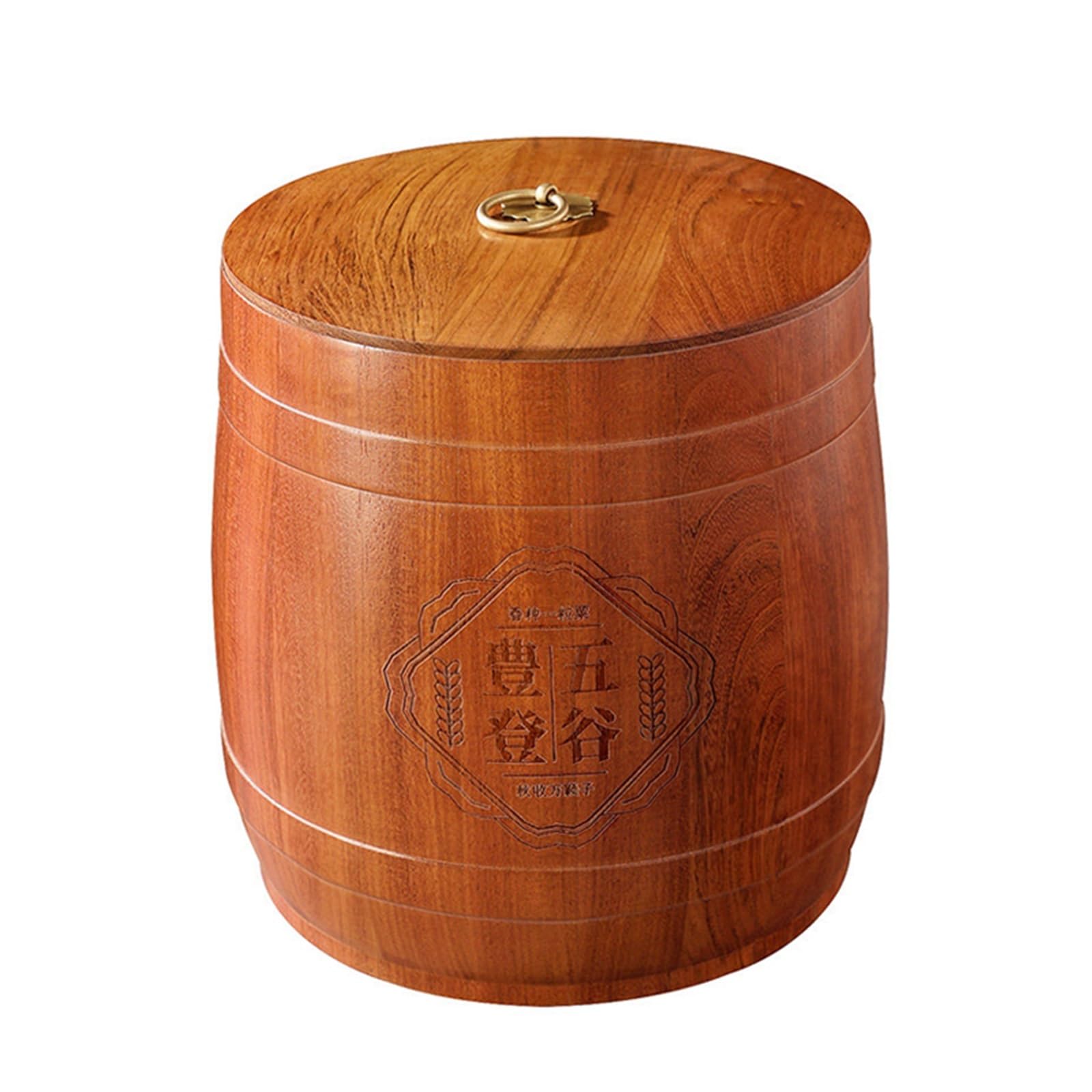 NEONMAN Large Rice Flour Storage Container, Wooden Rice Flour Dispenser, Measuring Cup And Spoon, Airtight Food Storage Container For Cereal, Sugar, Beans(12.5kg)