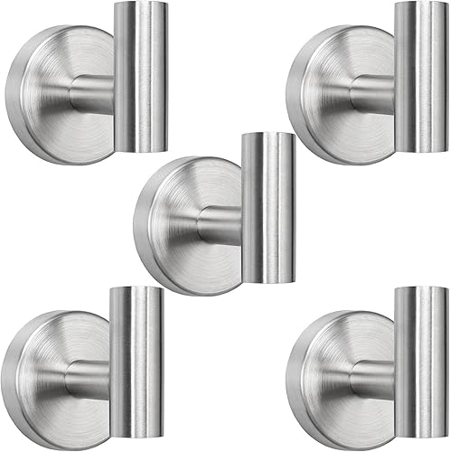 TocTen Gancho para toallas de baño, paquete de 3 ganchos para bata de pared, gancho de acero inoxidable SUS 304, gancho de toalla resistente para