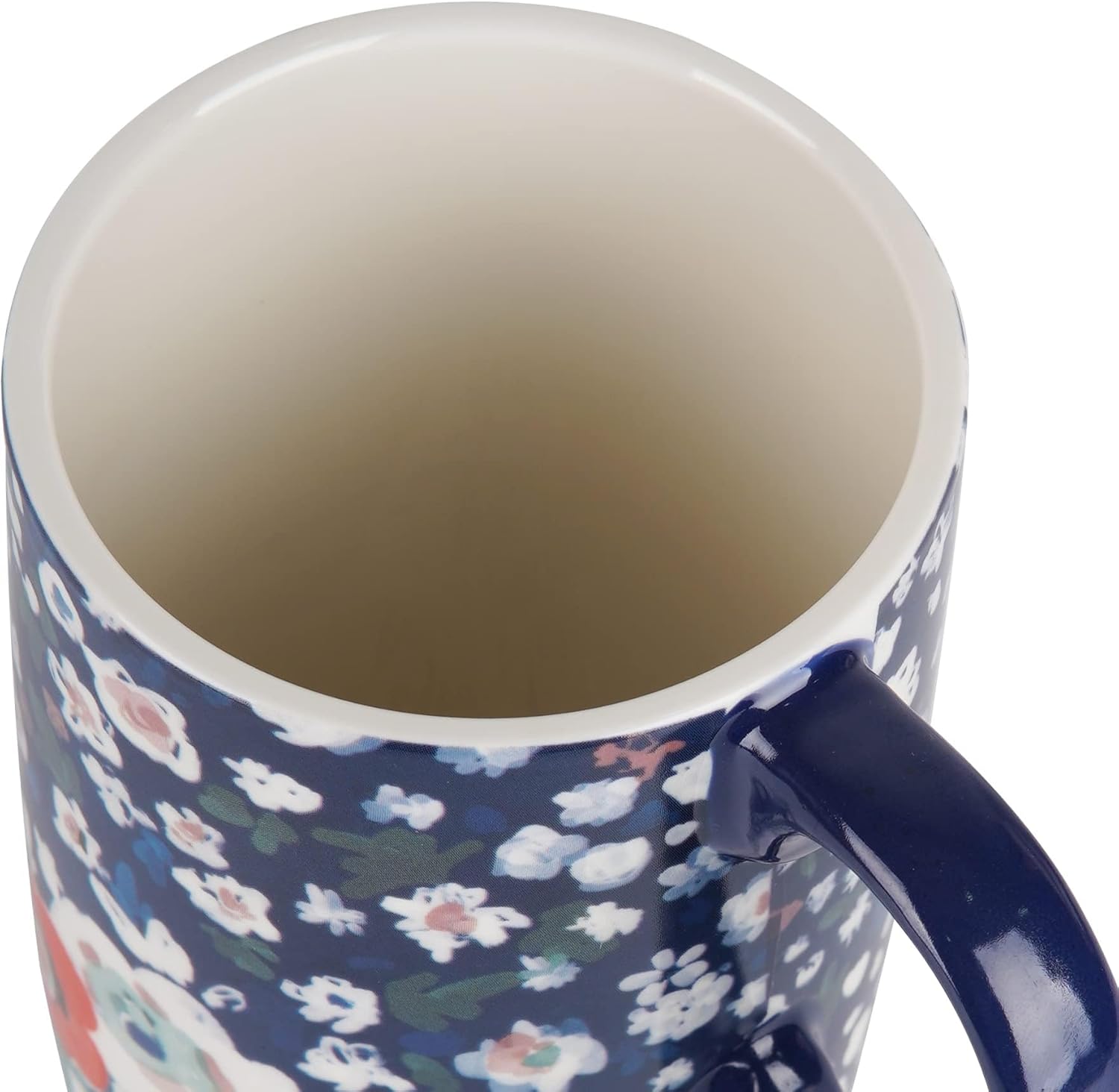 Coffee Ceramic Mug Porcelain Latte Tea Cup With Lid 17oz. Floral - Image 8