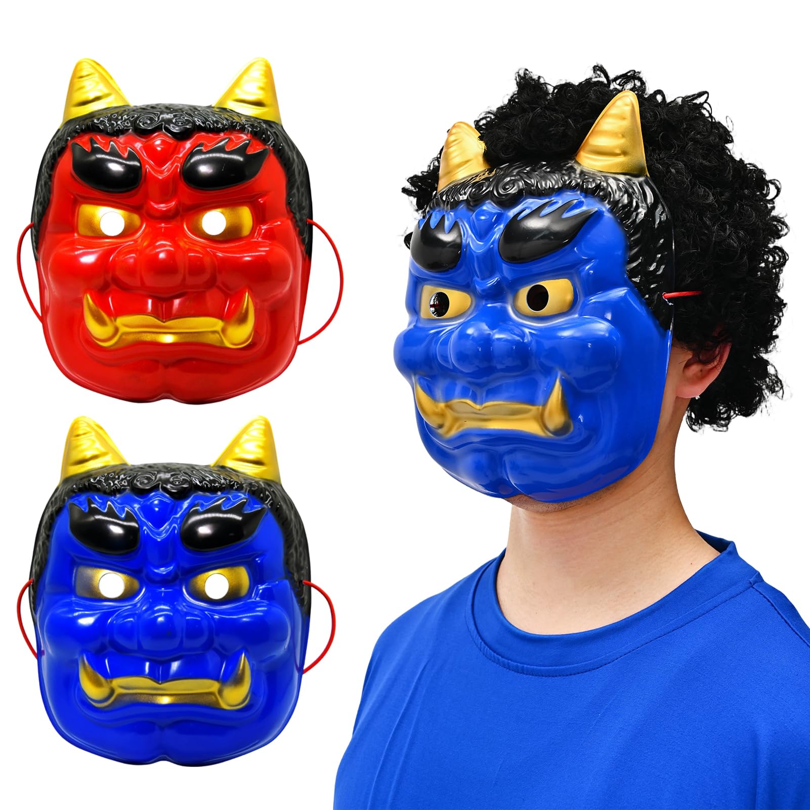 能面　はんにゃ　魔除け　正月　お面　2種　鬼退治 Amazon.co.jp: [Formemory] お面 青鬼 赤鬼 コスプレ 鬼のお面