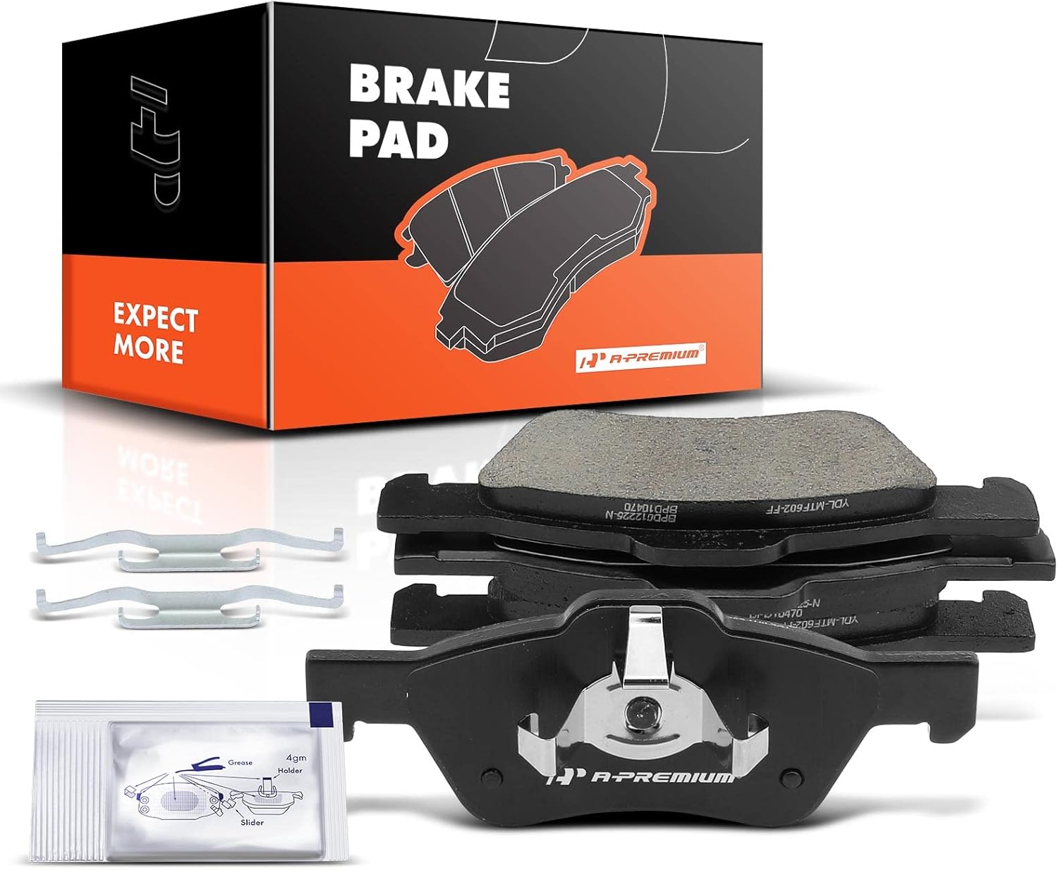 A-Premium Front Ceramic Brake Pads Set Compatible with Ford, Mazda and Mercury Models - Escape 2005-2010/2012, Tribute 2005-2006/2008-2011, Mariner 2005-2010, with Hardware, 4-Pack