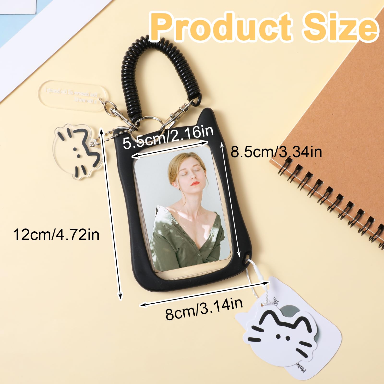 Porte-Cartes Photo Kpop - Étui De Protection PVC Mignon Noir, 7,5x13,5 Cm - Pour Cartes, Badges, Fournitures De Bureau