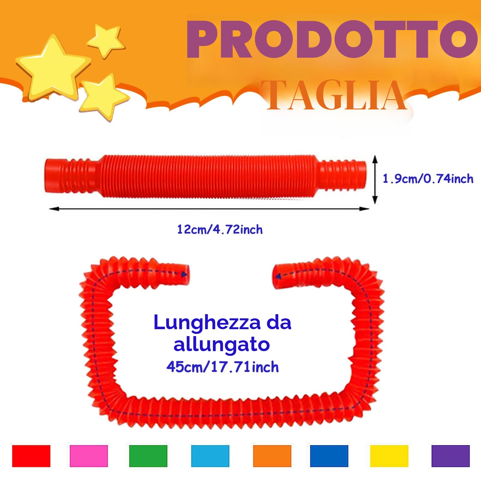 Mini Pop Tubes, Giocattoli Sensoriali Colorati con Tubo Estensibile, 8 pezzi Adatto a bambini, ragazzi e adulti per alleviare lo stress e l'ansia