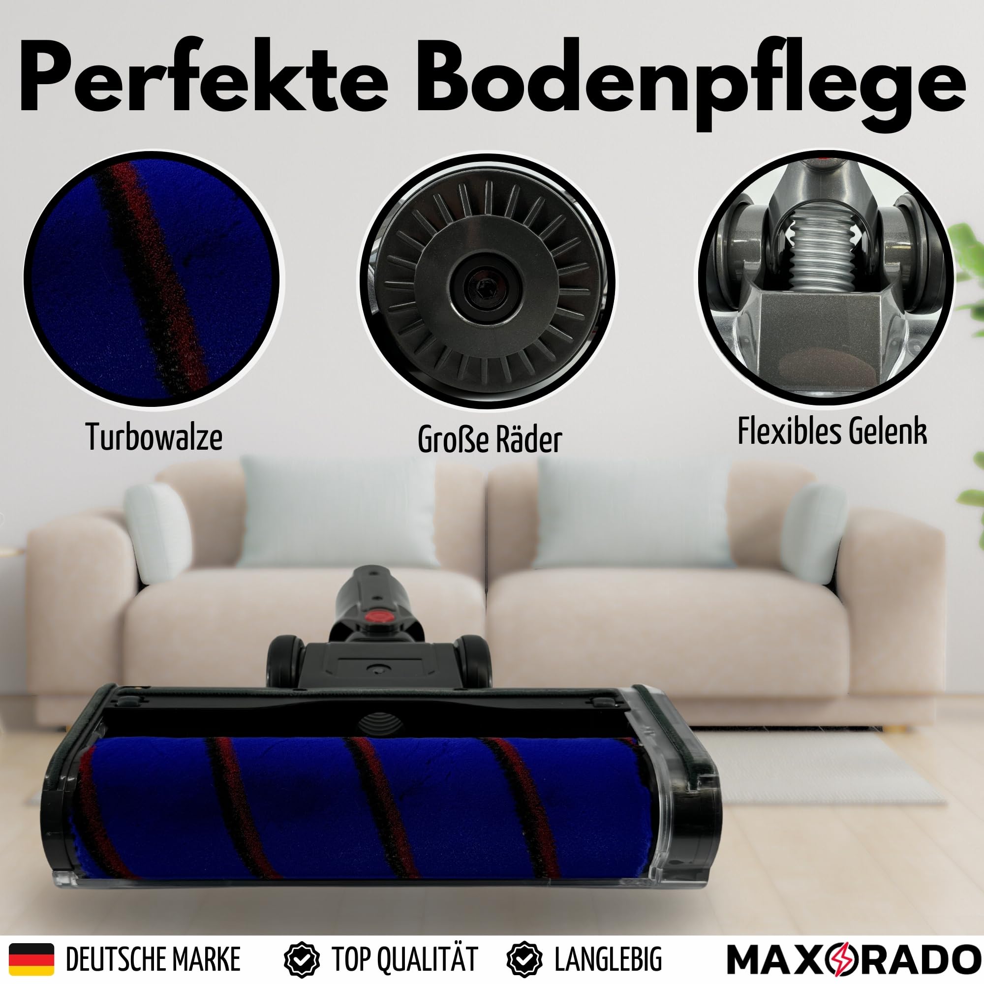 Softroller Turbobürste Staubsauger Düse Turbodüse für Dyson V7 V8 V11 V15 Absolute Serie Turbo Bürste Staubsaugerdüse Bodendüse