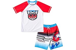 Transformer Optimus Prime Bumblebee Rash Guard and Swim Trunks Outfit Set Toddler to Big Kid