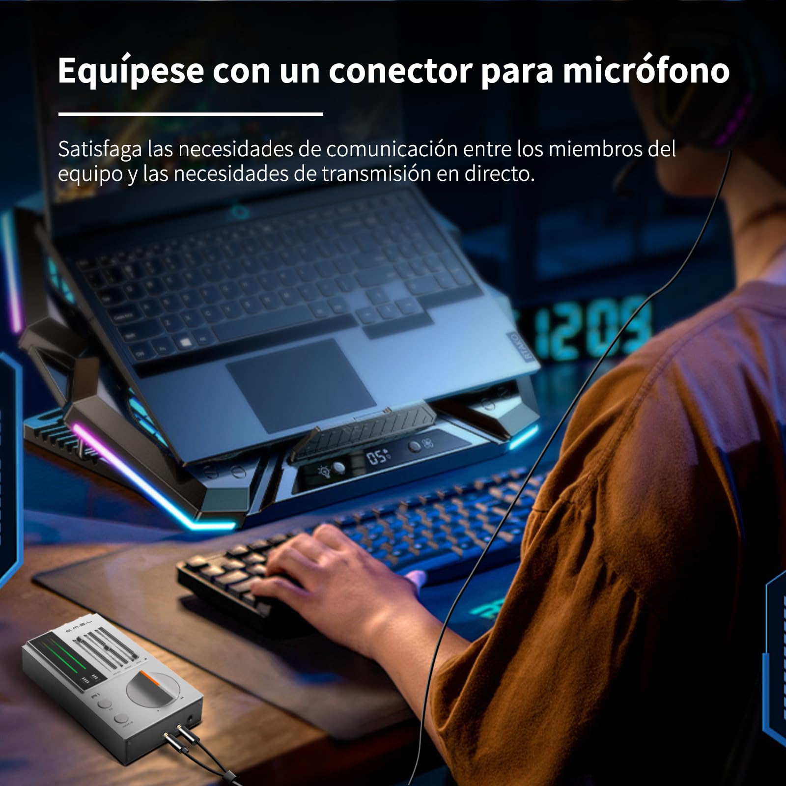 SMSL R1 DAC Amplificador de Auriculares, DAC Amp de Escritorio, Convertidor de Audio Digital a Analógico USB C para Gaming PC PS5, Entrada Micrófono/USB/Óptica/Coaxial, Salida 3,5mm/4,4mm/RCA, Plata