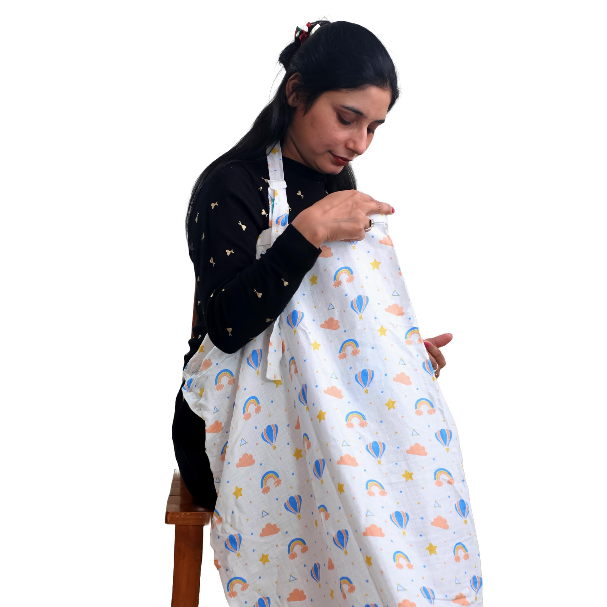 Motherly Nursing Cover for Breastfeeding – Soft, Breathable Feeding Apron for Mom, Multi-Use Feeding Cover & Scarf-Parachute Print