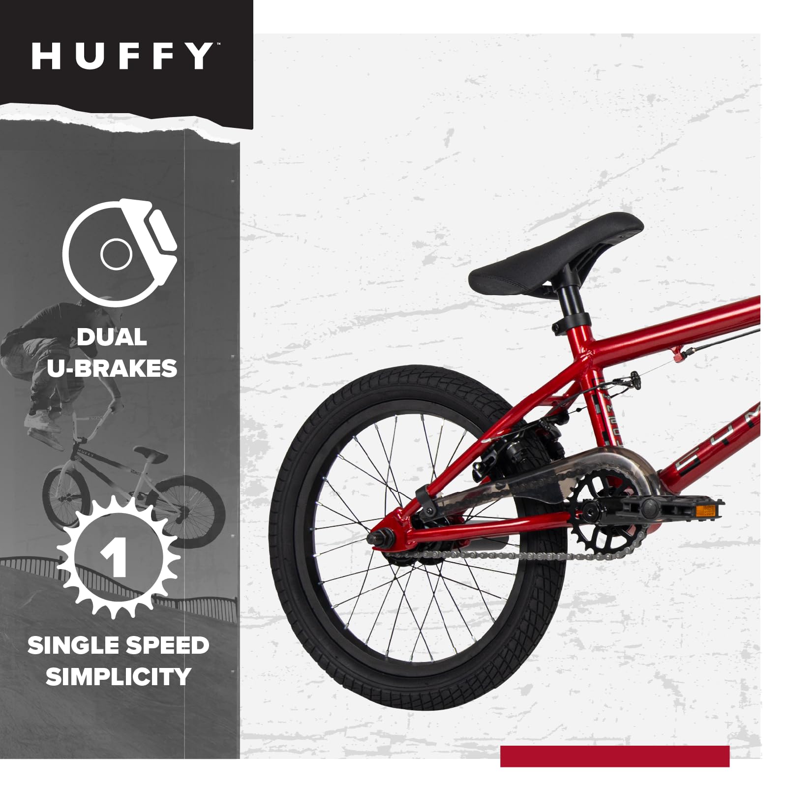 Symbol Freestyle BMX, 40.6 cm o 50.8 cm, Marco de Acero, Freno Delantero extraíble, Llantas de aleación, Clavijas Incluidas, Rojo, Azul y Plateado