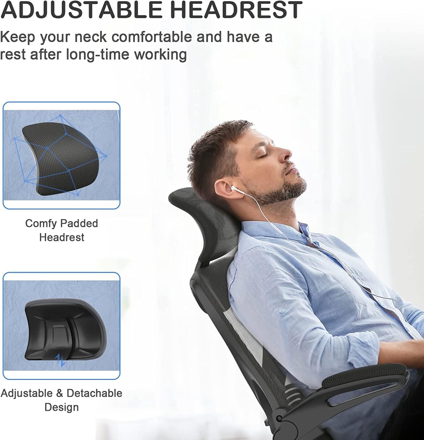 Sedia Ufficio Ergonomica In Rete Con Poggiatesta E Supporto Lombare - Kaki - 2
