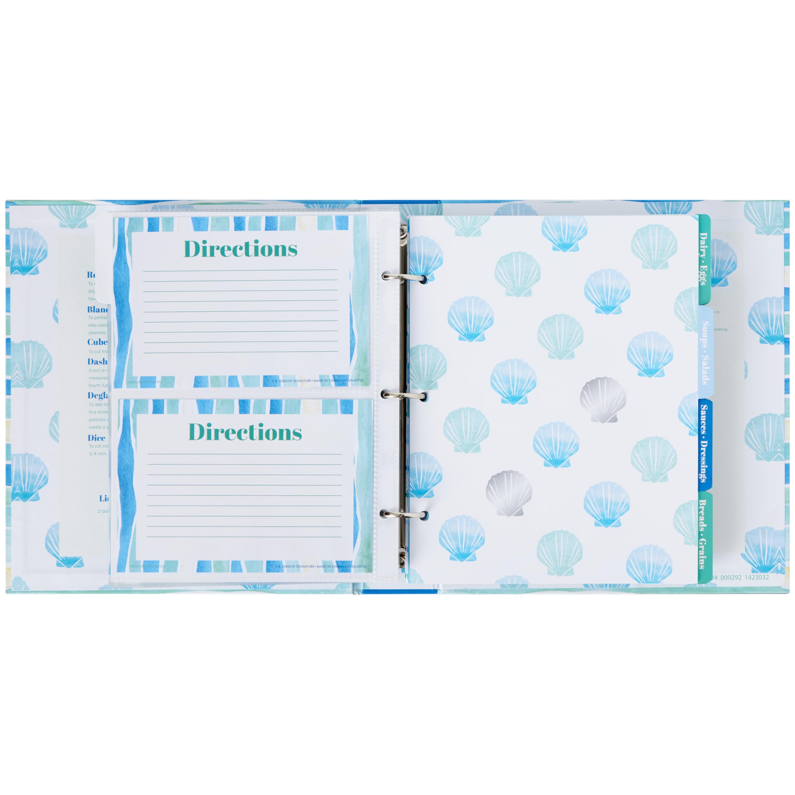 C.R. Gibson QP12N-25762 - Raccoglitore tascabile per ricette costiere, in carta e plastica, multicolore