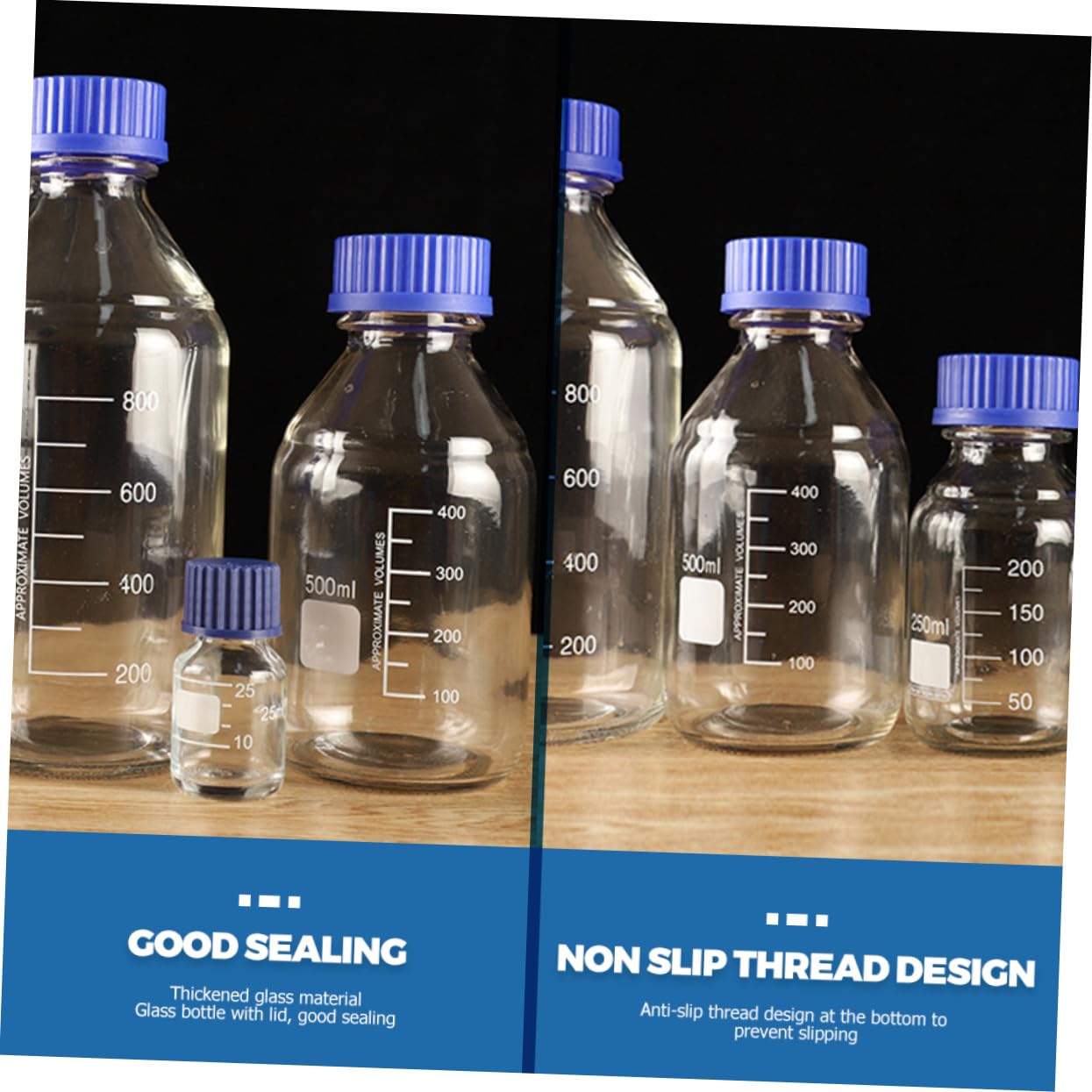 Chemikalienreagenzflasche 500ml Glas 3 Stück für Laborproben