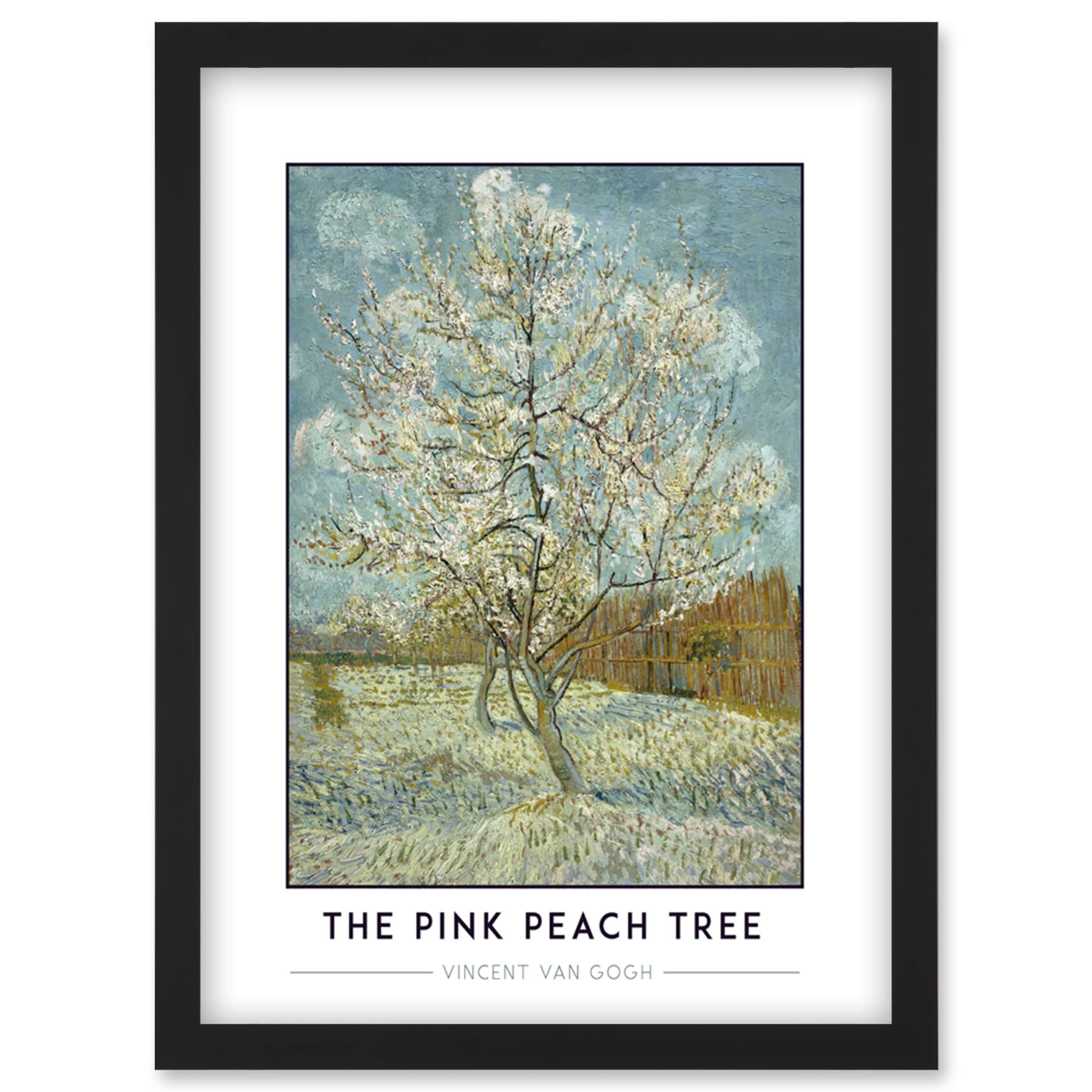 Wee Blue Coo Vincent Van Gogh The Pink Peach Tree Post-Impressionist Painting Artwork Framed Wall Art Print A4