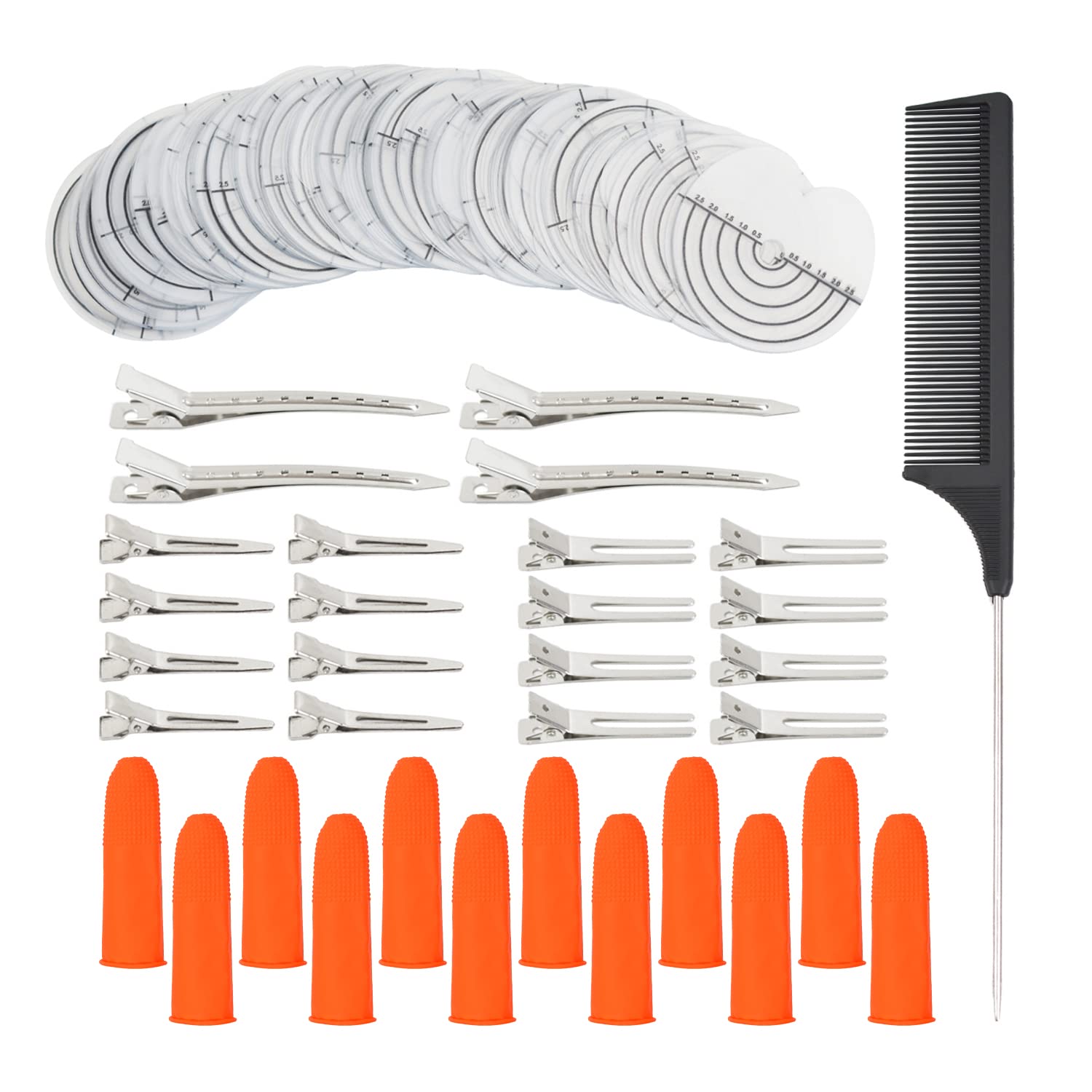 150 Pcs Heat Shield Guards for Hair Extensions with 20 Hair Clips, 12 Finger Protector and 1 Comb, PVC Fusion Glue Protector with Graduations