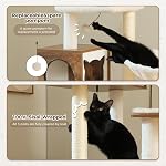 PAWZ Road Arbre de chat, 57.5" Tour de chat moderne pour les grands chats, Condo multi-niveau en bois avec une grande maison extra, perche et hammam ultra-soft, postes de scratch couverts Sisal et boules de danse, brun