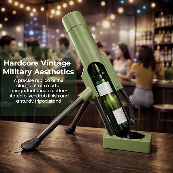 Décapsuleur de mortier, Beer Bottle Opener de bouteilles de bière, 51 mm, lance-bouchons tactique, lanceur et mains libres, amusant pour maison bars, bureaux, étagères - 5