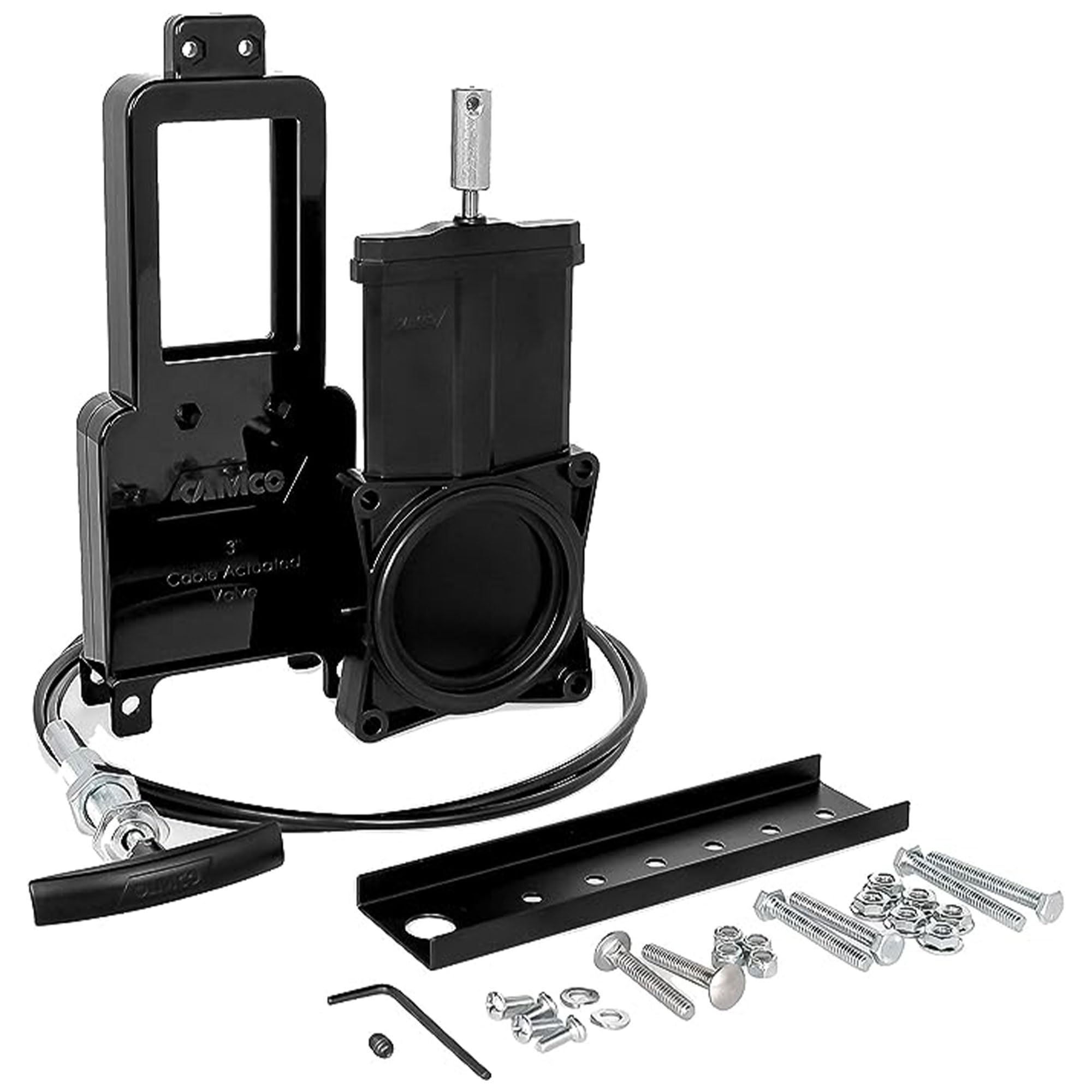 Camco RV Sanitation System 3" Waste Valve with 72" Cable Extension Kit for Sidewall or Control Access Compartment Mount Installation