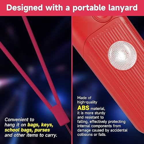 Miniatura 4 de Alarma de seguridad personal para mujeres  Llaveros de autodefensa de 140 dB silbato de sirena con luz estroboscópica LED SOS, dispositivos de