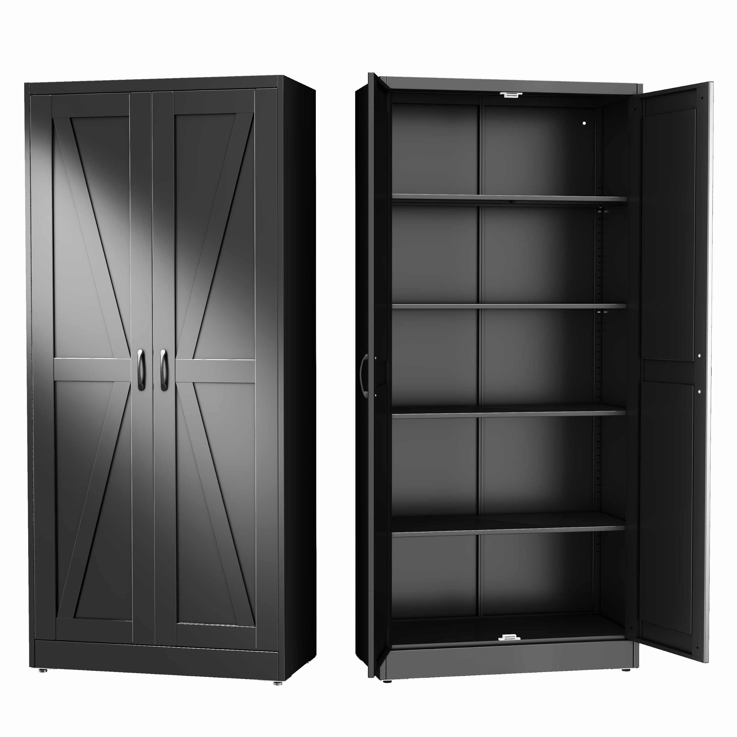 GAIOUS 71" Tall Kitchen Pantry Cabinet,Black Cupboard,Metal Storage Cabinet