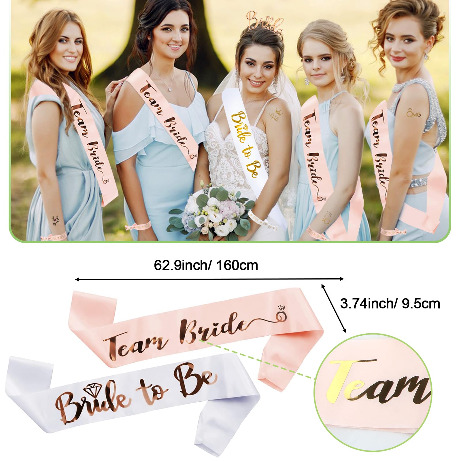 Set 24 Pezzi Addio Al Nubilato | Fasce Team Bride E Velo Sposa | Accessori Festa Sposa E Amiche - Foto 10