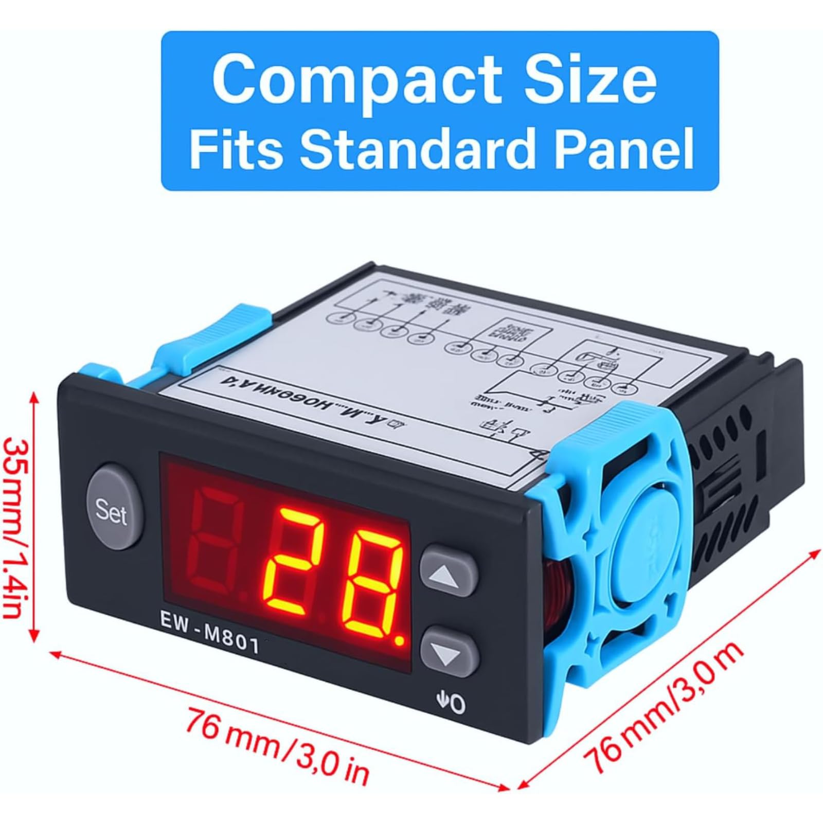 Contrôleur de Température de l'eau Solaire, Contrôleur Thermostat Numérique, AC 220V 5A Régulateur de température numérique avec sonde et affichage numérique pour chauffe-eau solaire EW-801AH